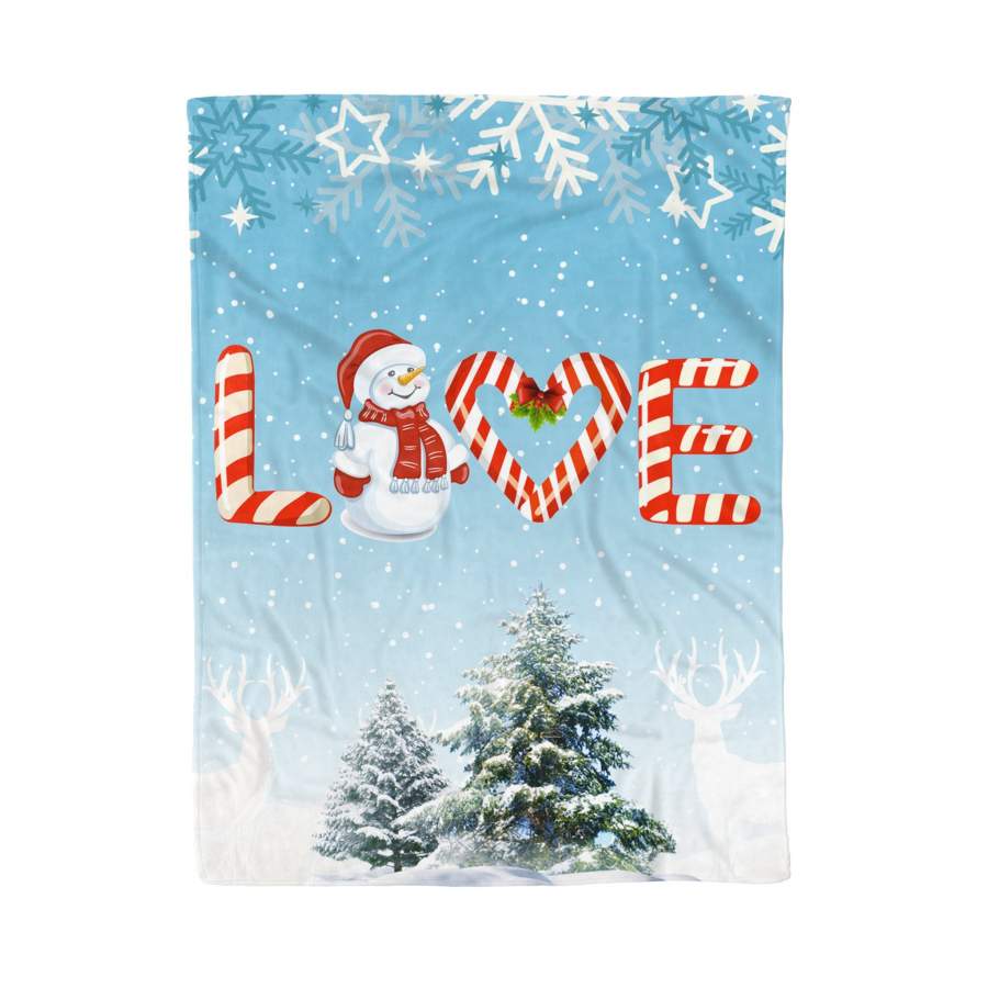 Love Snowman Christmas Candy – Fleece Blanket