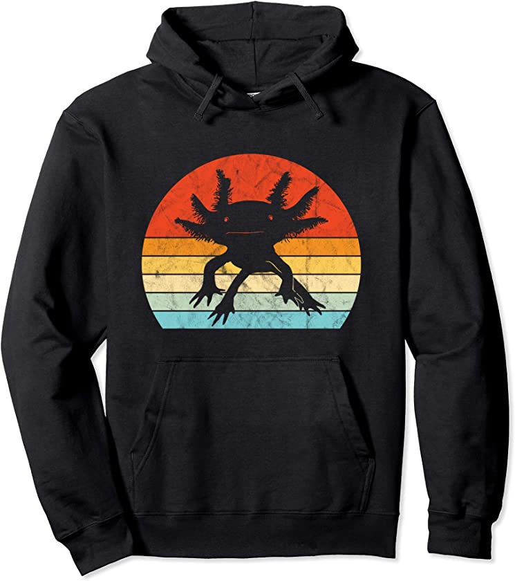 Axolotl Vintage Sunset Retro Style Mexican Salamander Pullover Hoodie