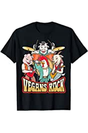 Vegans Rock Funny Vegan Cute Animal Band Retro Vintage Gift T-Shirt