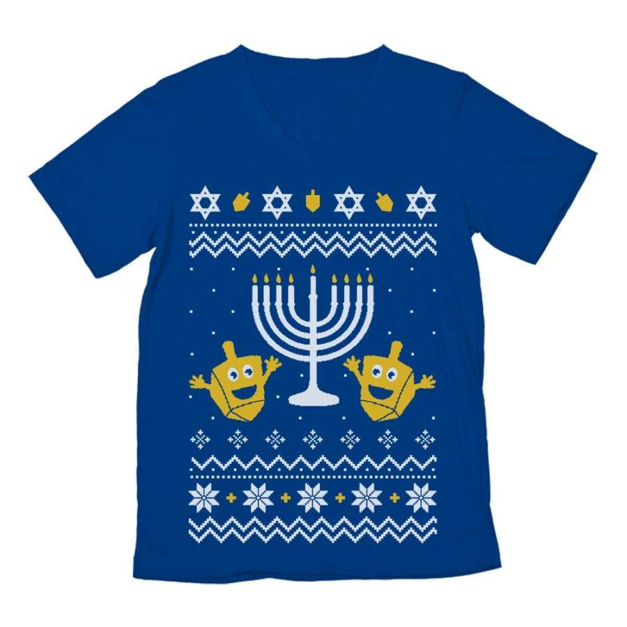 Ugly Christmas Hanukkah Sweater V-Neck T-Shirt