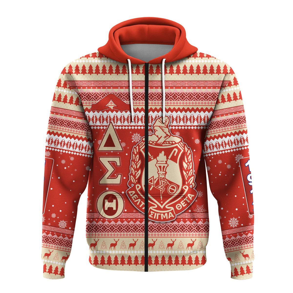 Sorority Hoodie – Delta Sigma Theta African Pattern Christmas Zip Hoodie