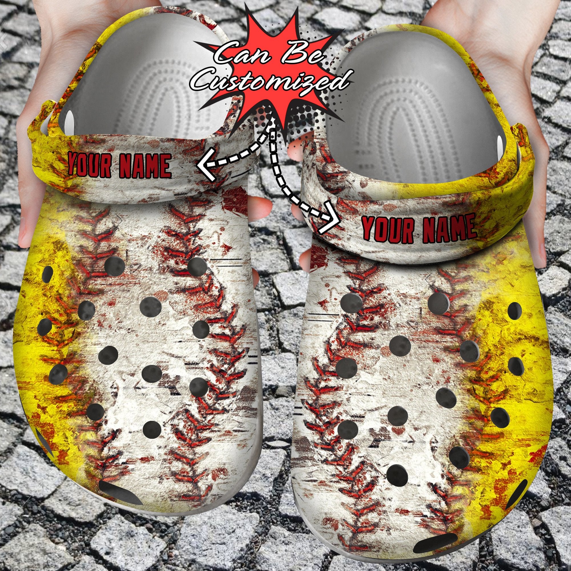 Custom Crocss – Personalized Baseball Softball Pattern Clog Shoes