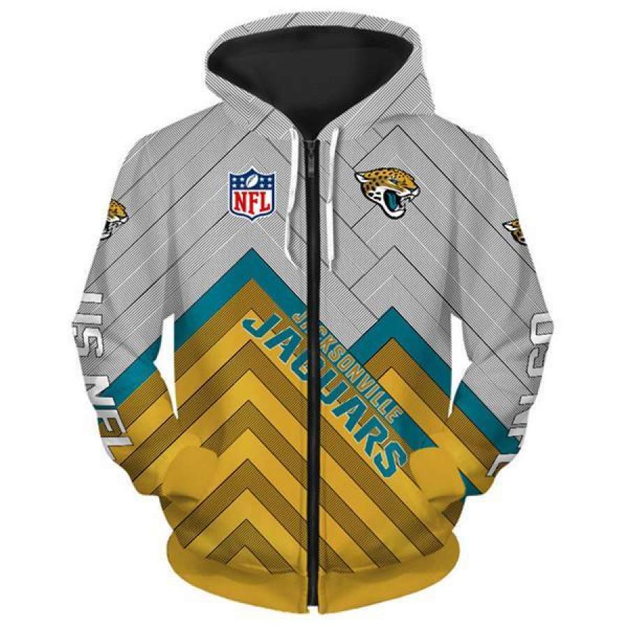 Jacksonville Jaguars Zip Up Hoodies 3D Sweatshirt Long Sleeve