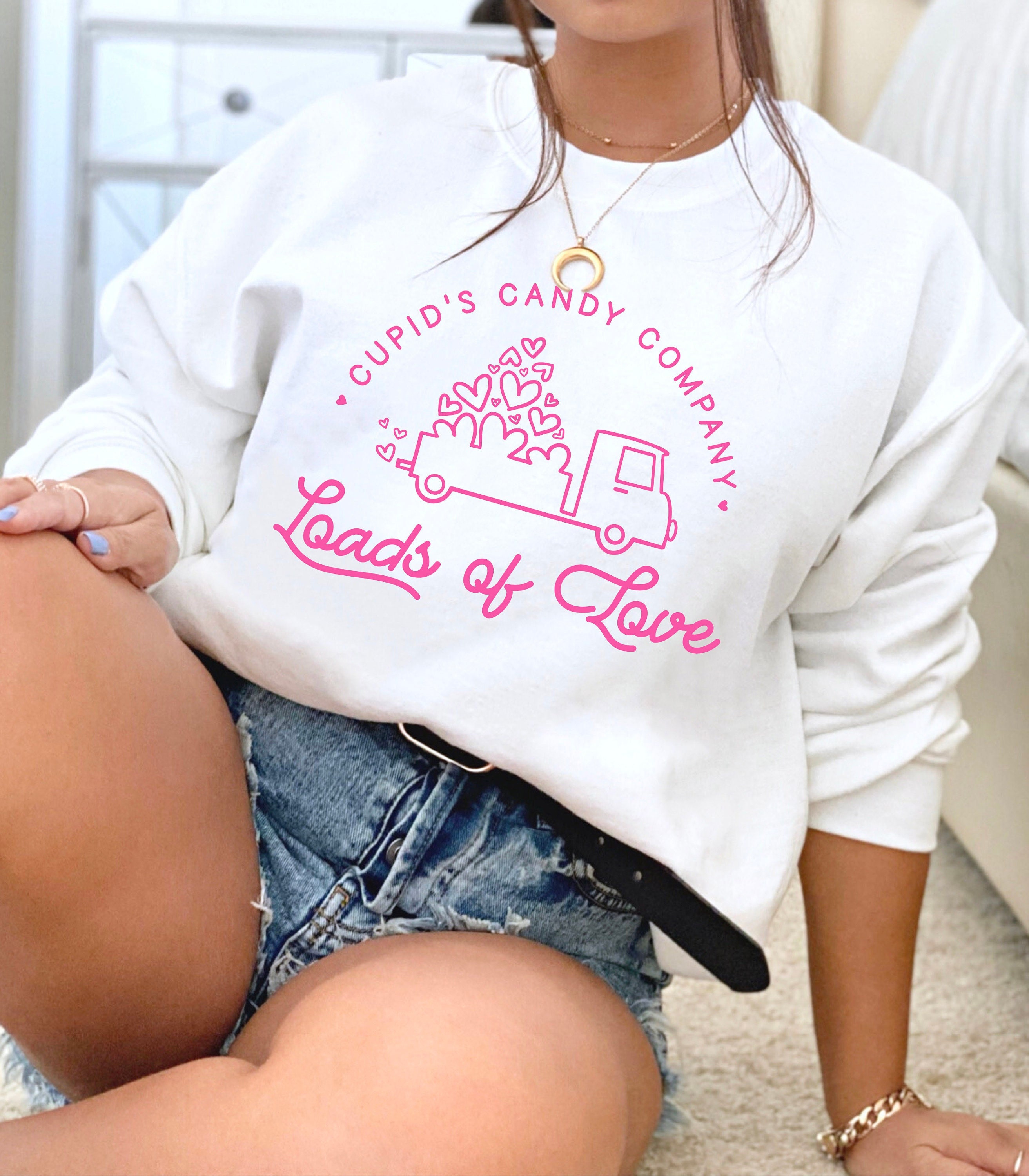 Valentine’s Day Sweatshirt – Cupids Candy Company Loads of Love – Heart Valentines Shirt – Valentine Sweathirt – VDay Sweatshirt – Cupid Tee