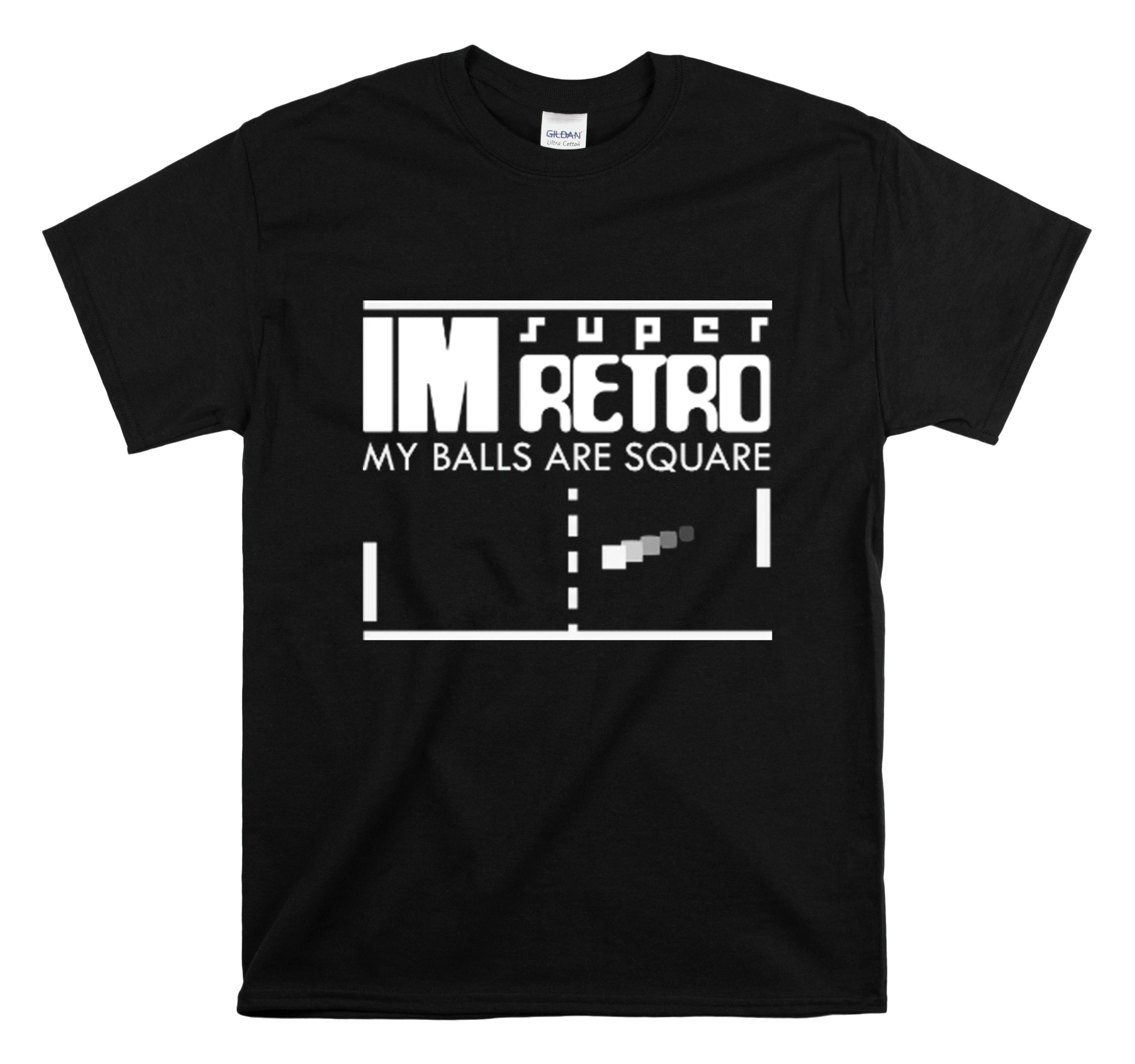 Shirt Funny I’M Super Retro My Balls Are Square  Playful Gaming Gag Gamer Nostalgic T-Shirt Unisex Heavy Cotton Tee