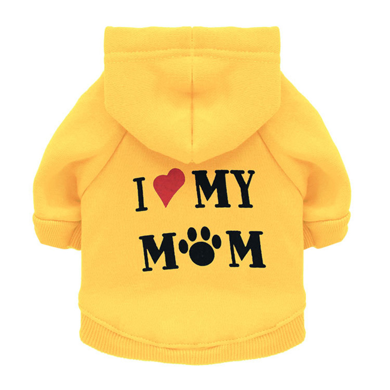 Winter Dog Clothes I Love My Mom Dog Coat Fleece Puppy Jacket Warm Cat Sweatshirt Pet Clothing Hoodies For Dogs Chihuahua Yorkie alx