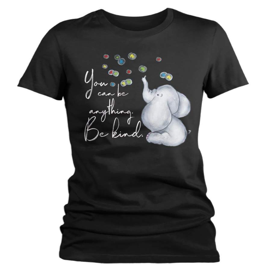 Women’s Autism Awareness Shirt Be Kind Autism Shirt Elephant Support Tee Puzzle Cute Shirts