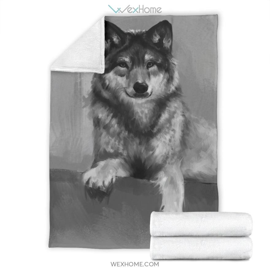 Dog Drawing Black And White Premium Blanket Dog Lovers Blanket