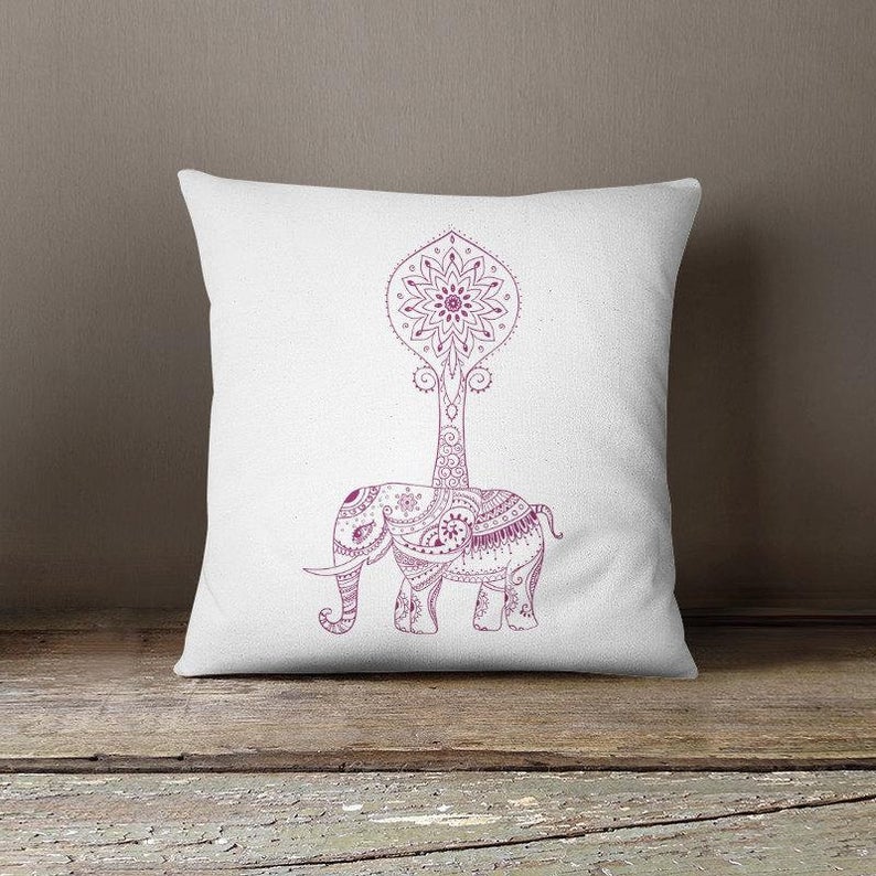 Mandala Elephant Throw Pillow, Bedroom Decor, Outdoor Pillows, Living Room Decor, Sofa Bed Throw Pillow, Decorative Pillow, Home Office Throw Pillows