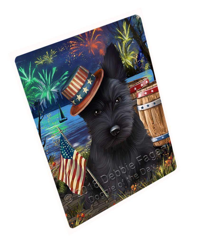 4Th Of July Independence Day Fireworks Scottish Terrier Dog At The Lake Blanket Blnkt77070