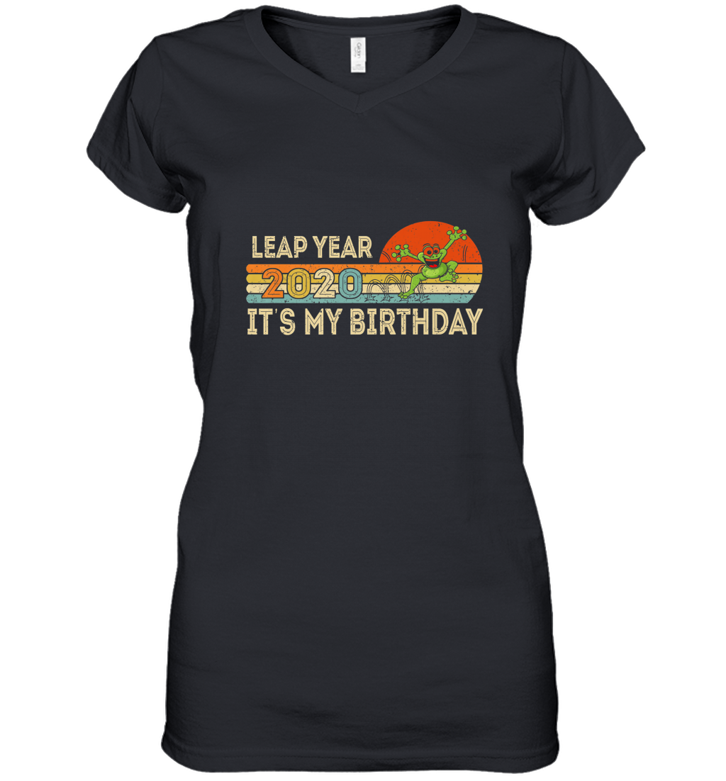 Vintage Lucky Leap Year 2020 February 29th Birthday Women’s V-Neck T-Shirt