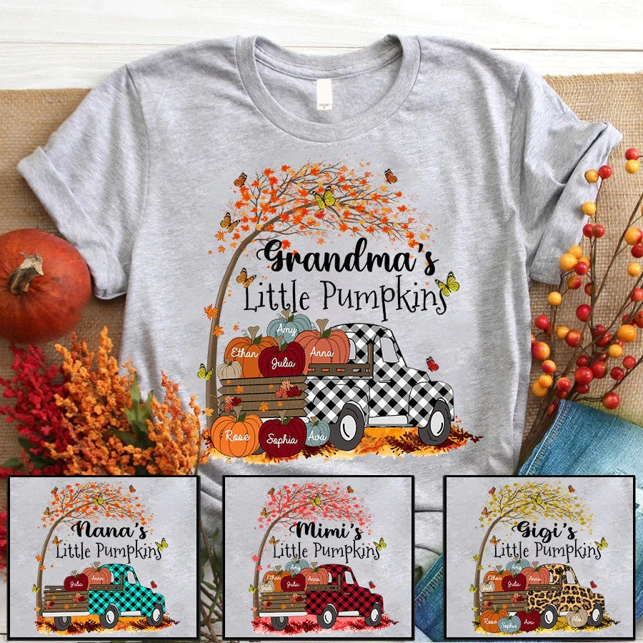 Customized Grandma’S Little Pumpkins Fall Season T Shirt