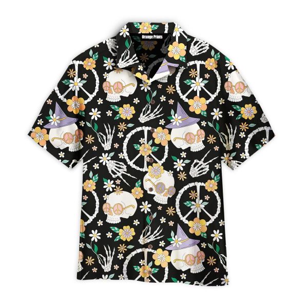 Hippy Bony Halloween Skull Peace Hawaii Shirt For Men Women Ha64279