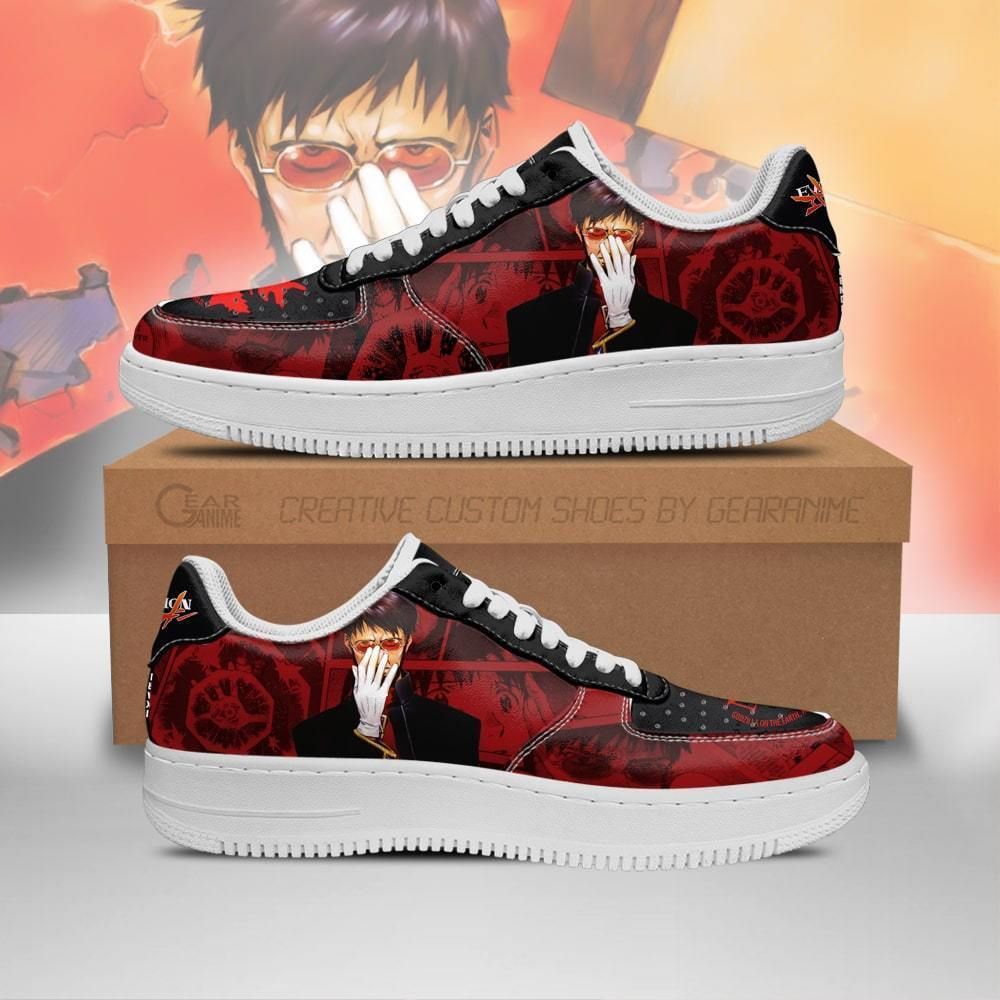 Evangelion Gendo Ikari Neon Genesis Evangelion Air Force Shoes Sneakers Custom Anime