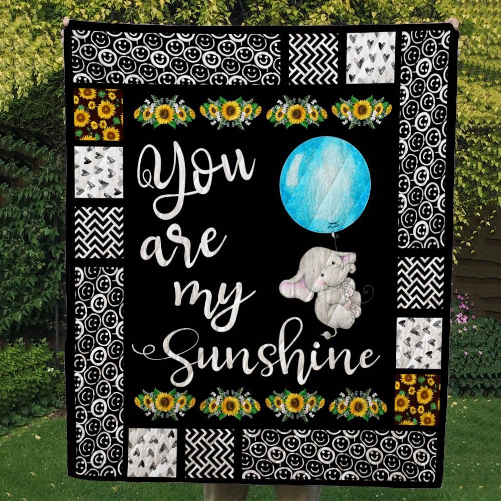 Elephant You Are My Sunshine  Baby Elephant And Blue Baloon  Quilt Blanket