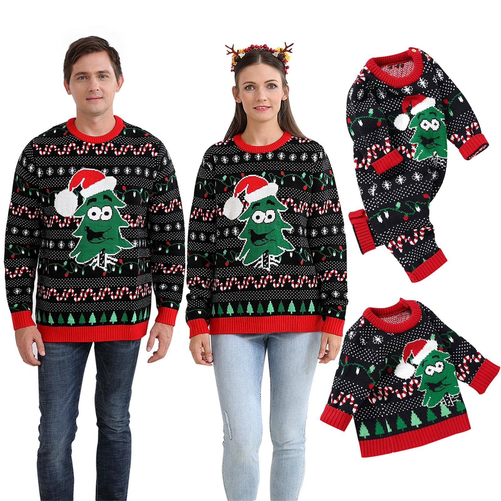 Family Matching Outfits Mom And Dad Ugly Christmas Sweater Family Matching Outfits For Holiday Party Knitted Pullover Xmas G3 alx