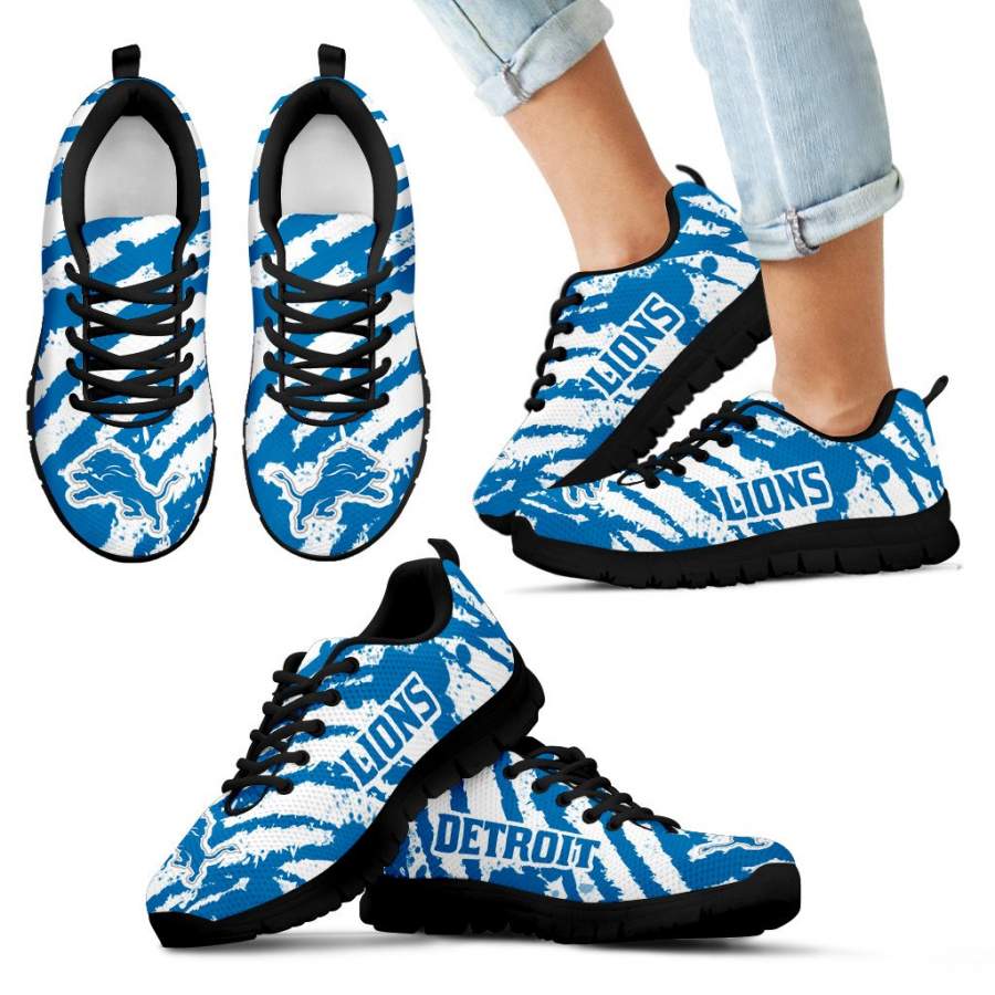 Stripes Pattern Print Detroit Lions Sneakers V3