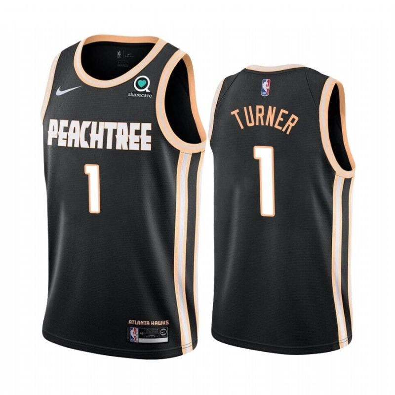 Atlanta Hawks Evan Turner #1 Peachtree Collection NBA 2020 New Arrival Blackjersey