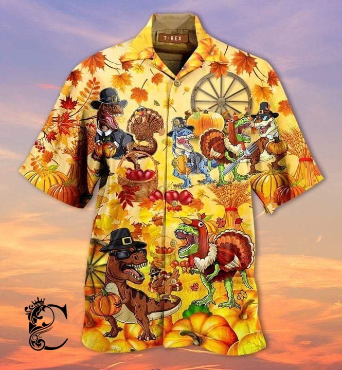 Beach Shirt Find Happy Trexgiving Hawaiian Shirt- Chillicothemall