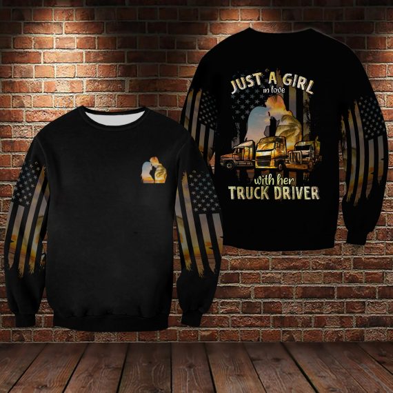 Just A Girl In Love With Her Truck Driver All Over Print Unisex Sweatshirt