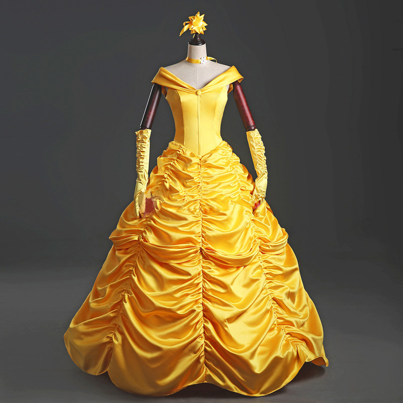 Summer New Adults Cosplay Christmas Womens Princess Ball Gown Belle Costume Dress Yellow Gown Fluffy Princess Dress alx