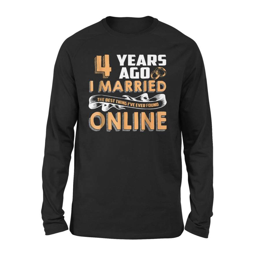 Father’s Day Black Anniversary Gift For 4 Years Marriage Couple – Standard Long Sleeve
