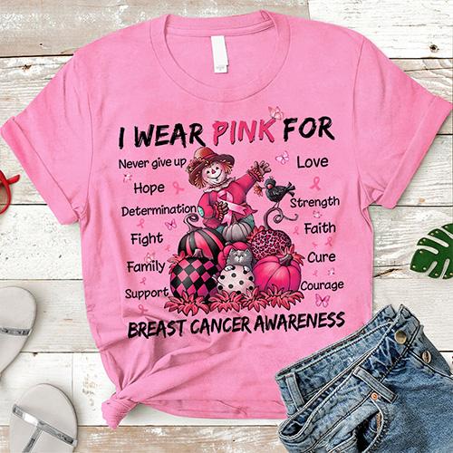 I Wear Pink For Breast Cancer Awareness Shirt, Breast Cancer Awareness Halloween Shirt