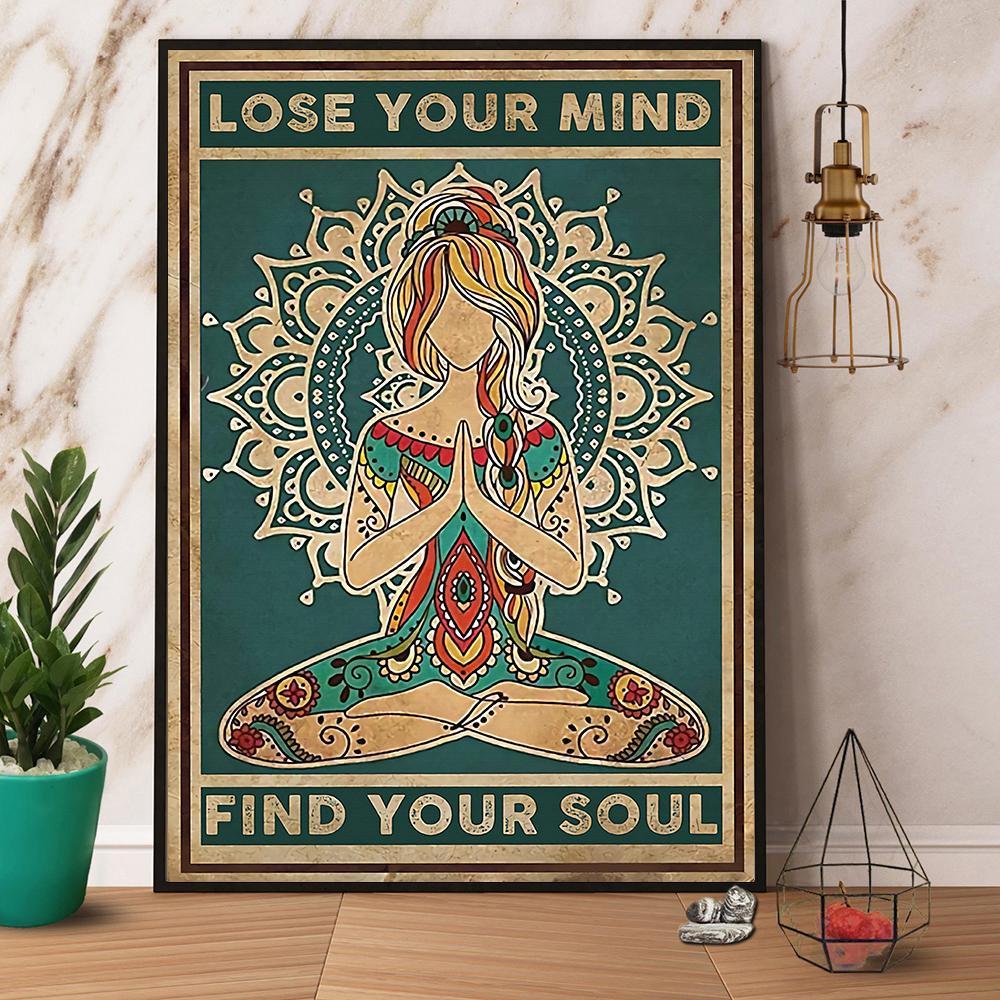 Yoga Lose Your Mind Find Your Soul Vintage Poster No Frame