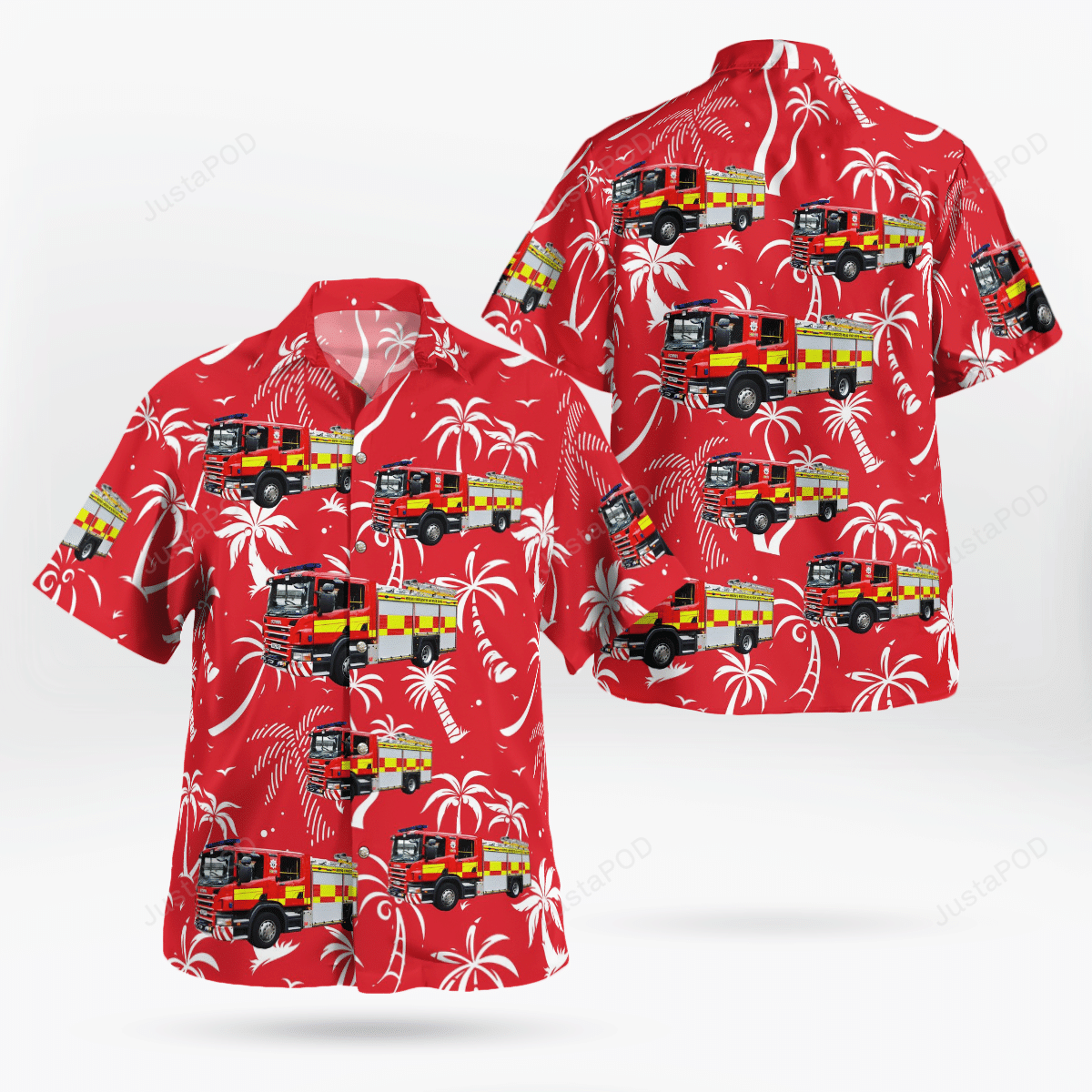 Hereford And Worcester Fire Rescue Service Scania Ultra Heavy Pump Hawaii Shirt Ha45384