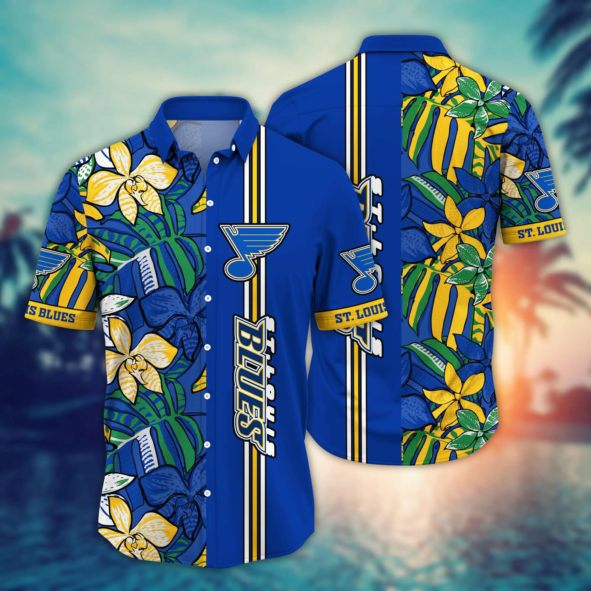 St. Louis Blues Nhl Hawaiian Shirt Sun Rays Aloha Shirt