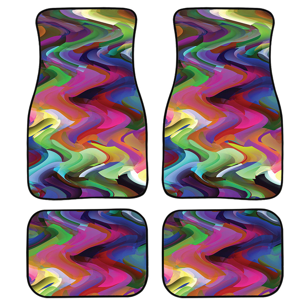 Watercolor Psychedelic Print Front And Back Car Floor Mats, Front Car Mat