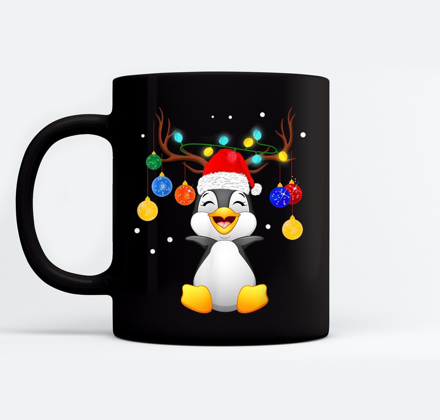 Funny Penguin Christmas Reindeer Christmas Lights Pajama 11Oz, 15Oz Ceramic Mug