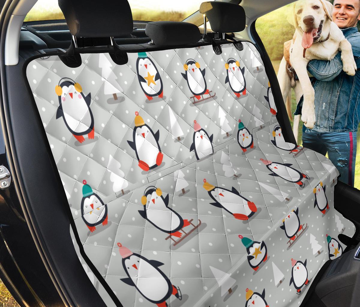 Cute Penguin Christmas Pattern Dog Car Seat Covers