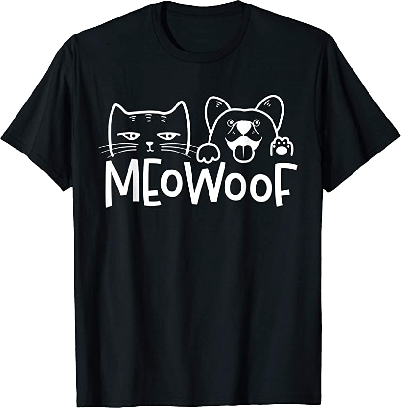 Meowoof Love Puppy Dog Cat Lover Owner Rescuer Mom T-Shirt