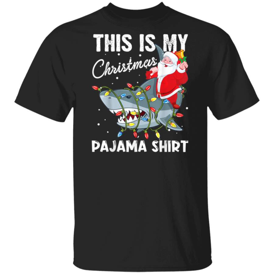 This Is My Christmas Pajama Shirt Santa Riding Shark T-Shirt