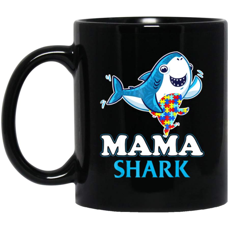 autism-mom-mama-shark-gift-t-shirt 11oz 15oz Black Mug Idea 2nd April Puzzle Ribbon Support Autism Dad Mom Kids Autistic