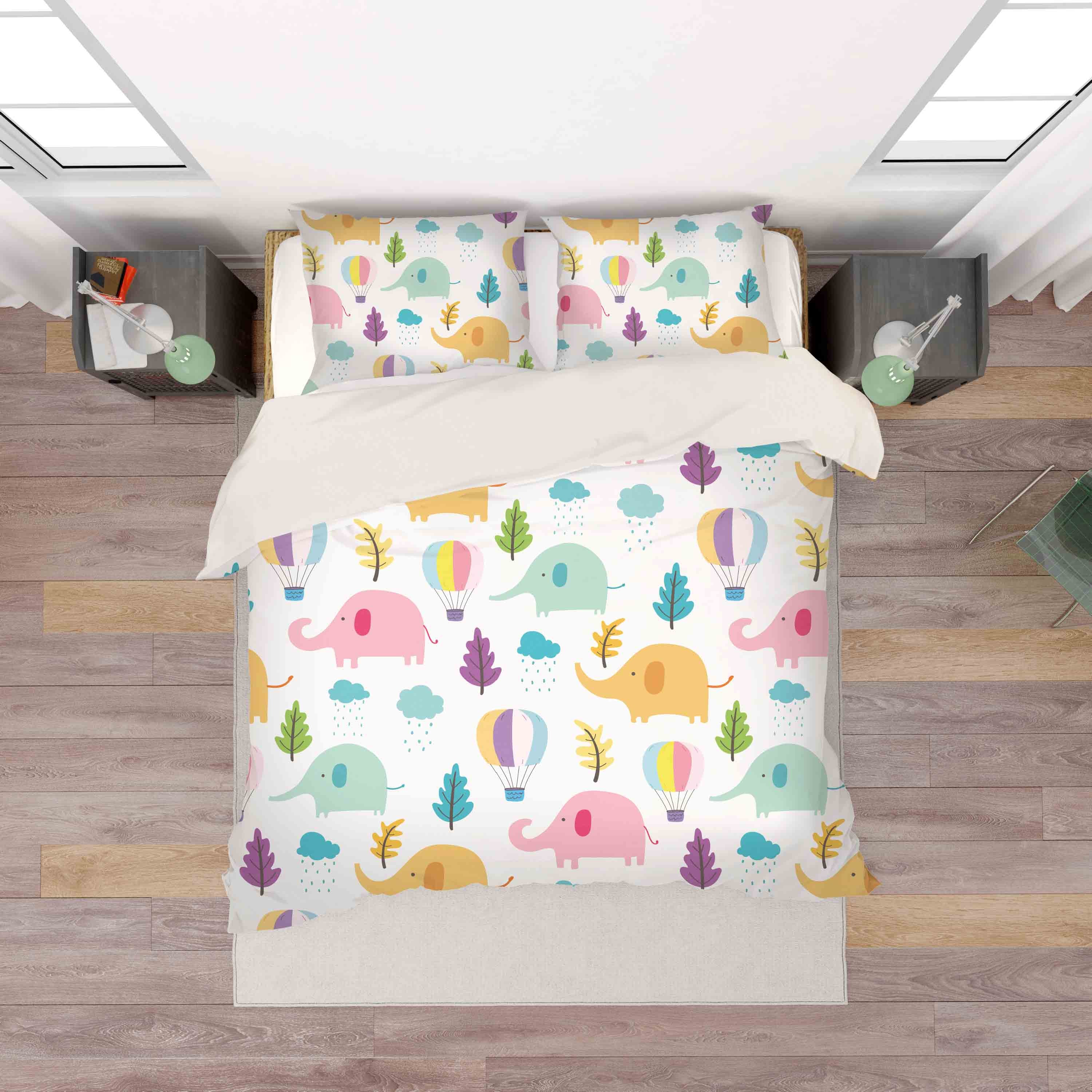 3D Cartoon Elephant Tree Quilt Cover Set Bedding Set Pillowcases 156