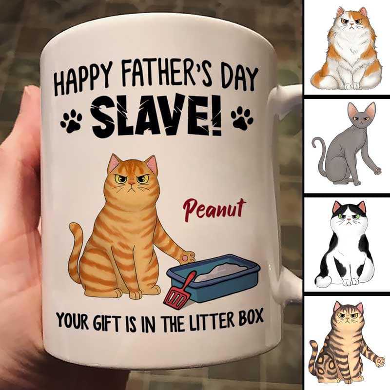 Happy Father‘S Day Gift In Litter Box Cats Personalized Mug