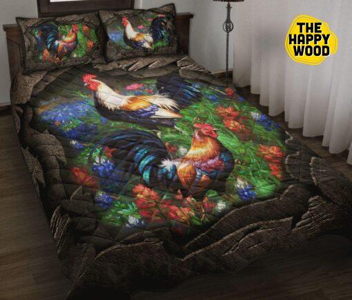 Chicken Flower Beauty Art Quilt Bed Set And Pillow Covers