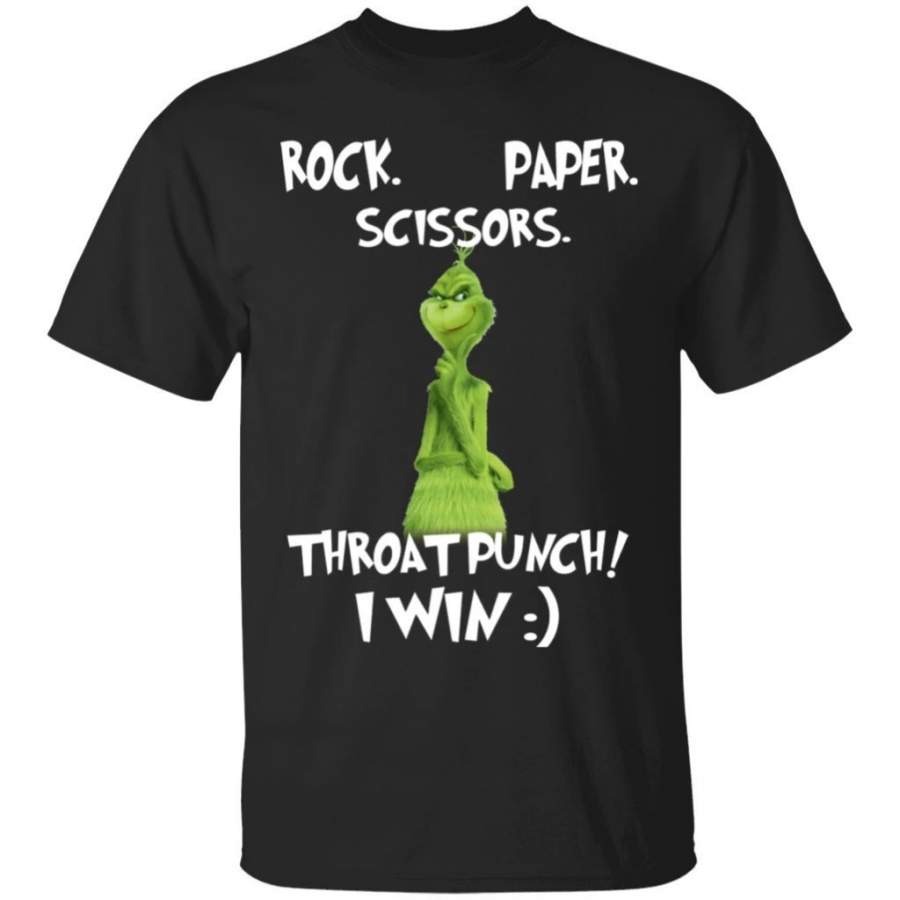 The Grinch Rock Paper Scissors Throat Punch I Win T Shirt – Canvas