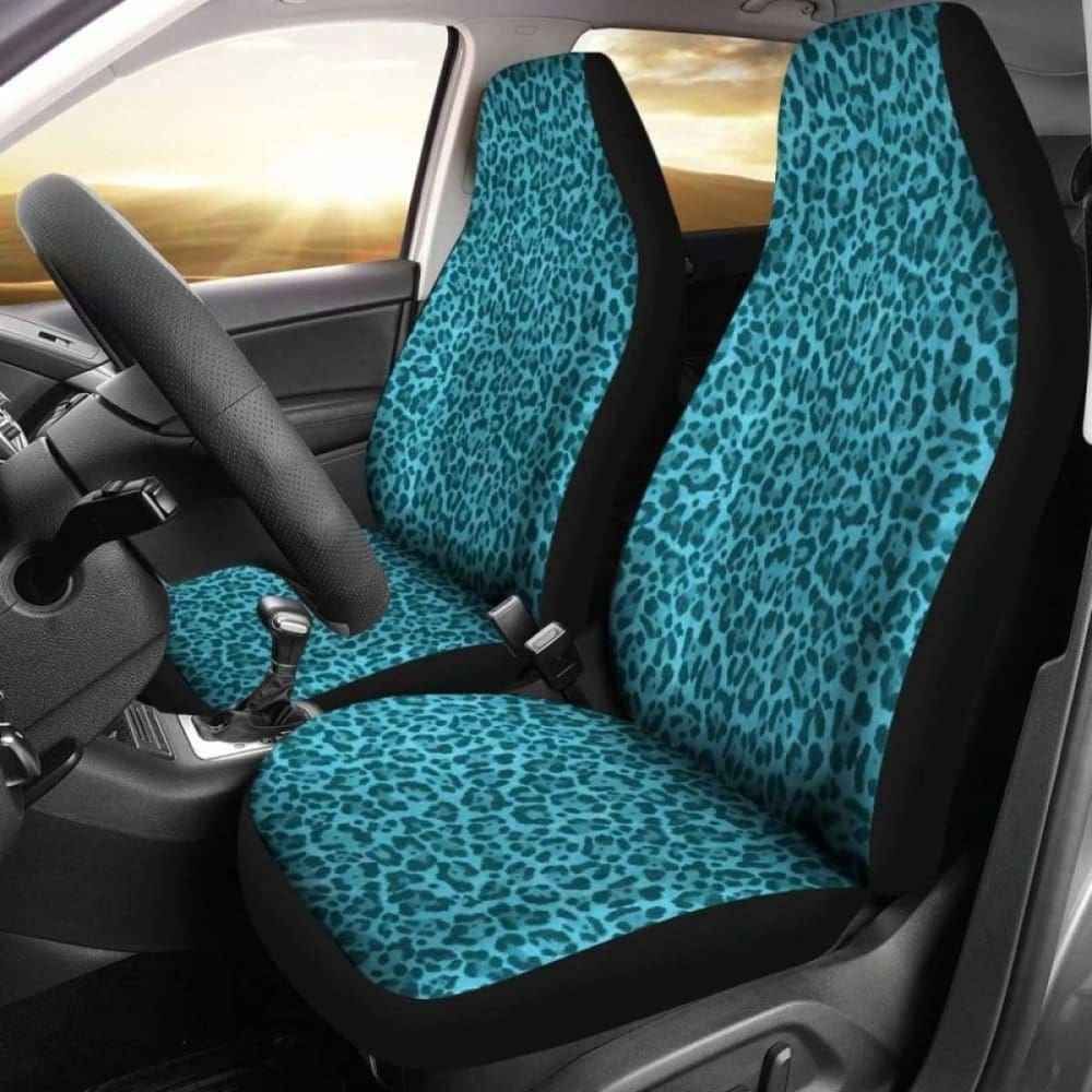 Teal Blue Leopard Skin Print Car Seat Covers 092813