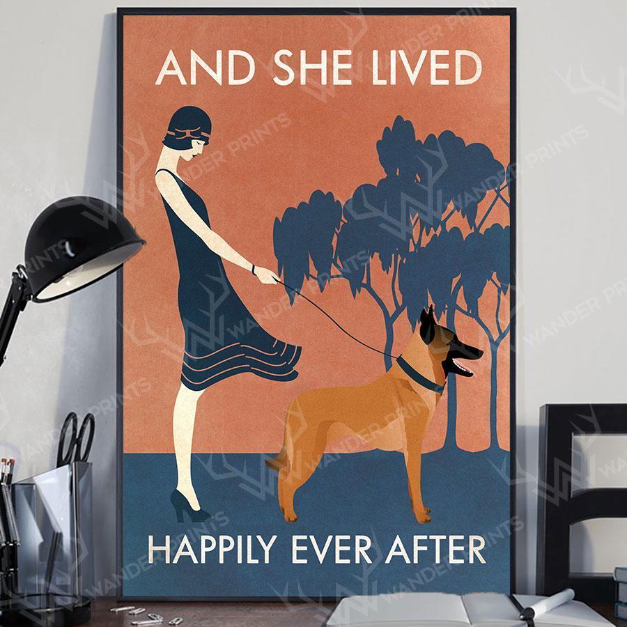 Vintage Girl She Lived Happily Malinois – Poster