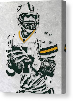 Brett Favre Green Bay Packers Pixel Art Joe Hamilton Canvas Print