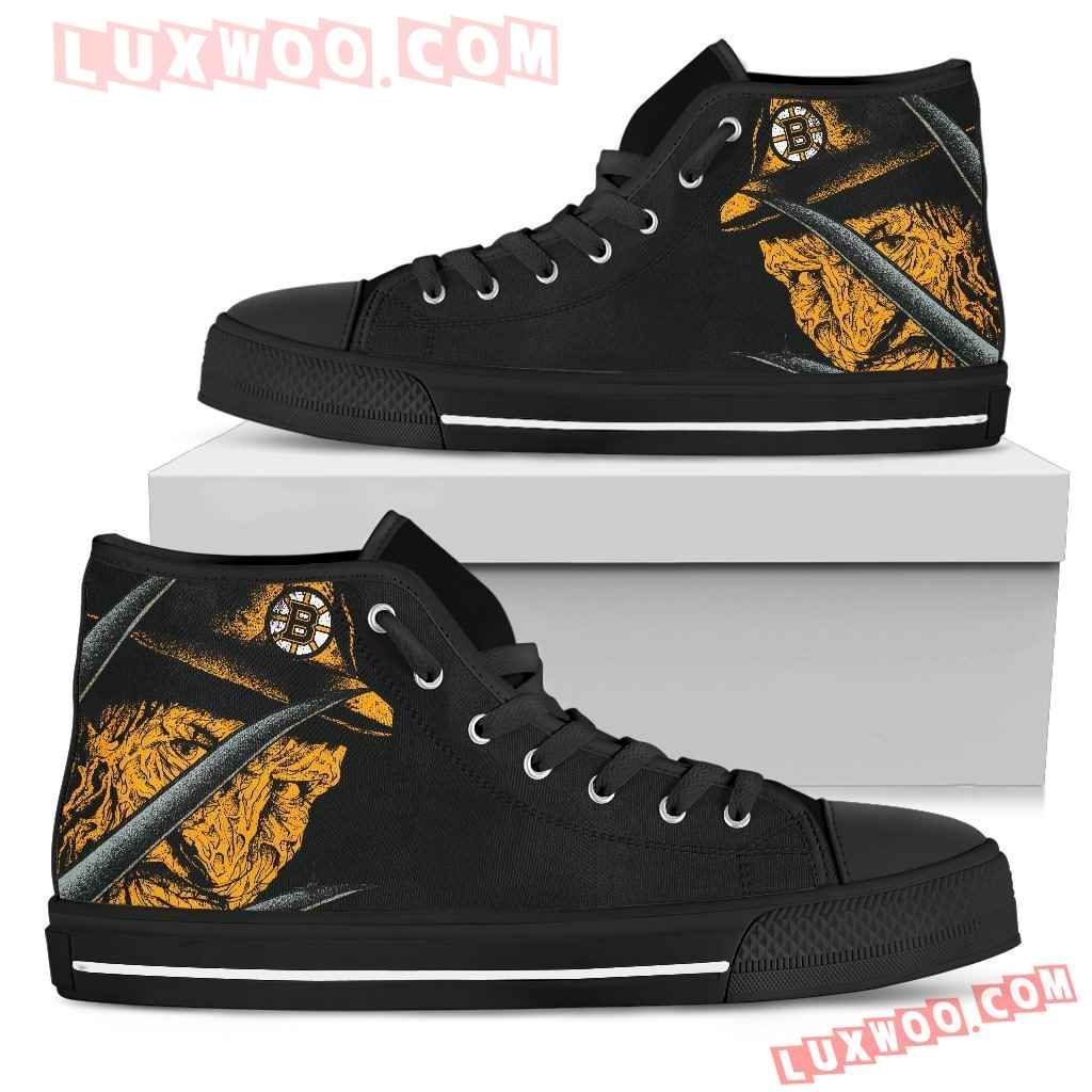 Boston Bruins Nightmare Freddy Colorful High Top Shoes Sport Sneakers