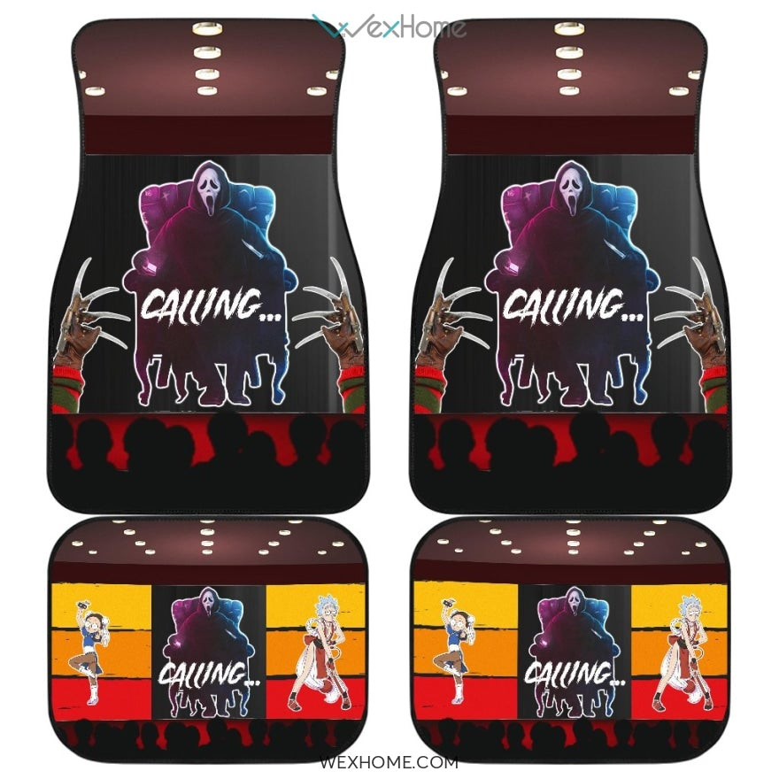 Horror Movie Car Floor Mats | Ghost Face Calling With Freddy Glove Rick Morty Vintage Car Mats