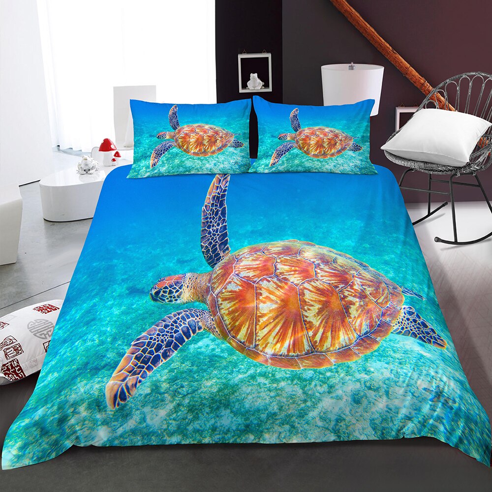 Edredones Niños Dolphin Sea Turtle Bedding Set For Baby Kids Children Crib Duvet Cover Set Pillowcase Cover Living Room