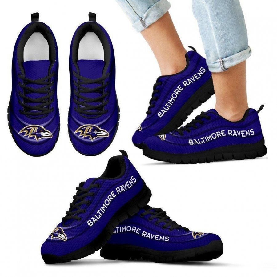 Wave Red Floating Pattern Baltimore Ravens Sneakers #740