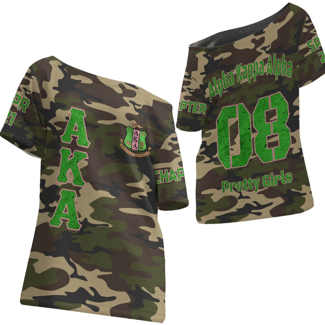 (Custom) Africa Zone Shirt – Alpha Kappa Alpha Camouflage Off Shoulder T-Shirt A31