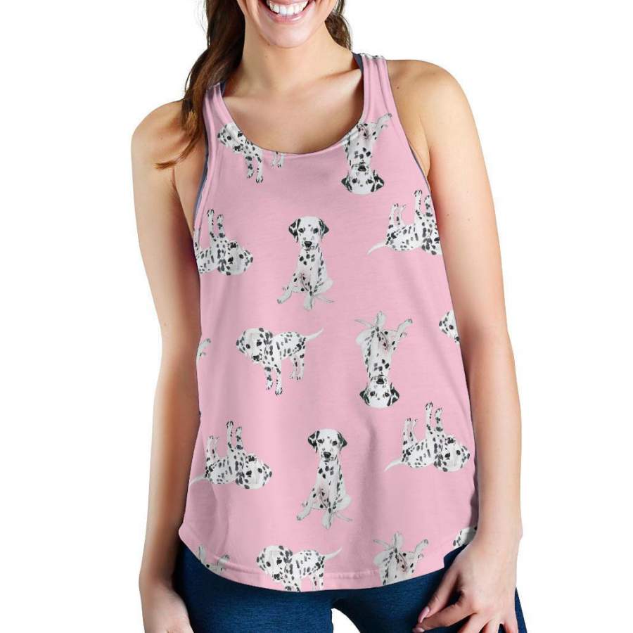 Puppy Dog Dalmatian Pattern Print Racerback Tank Tops