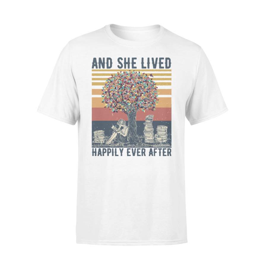 And She Lived Happily Ever After Women Reading Books Vintage T-shirt